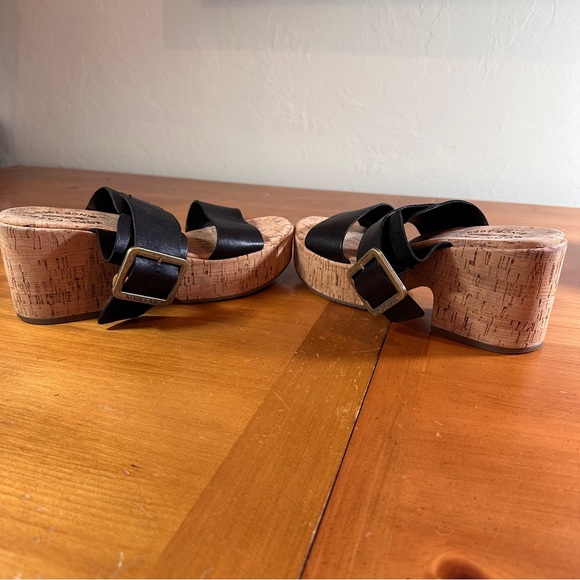 Kork-Ease Black Leather Taige Cork Platform Heeled Sandals - Women’s Size 8 - Picture 3 of 9